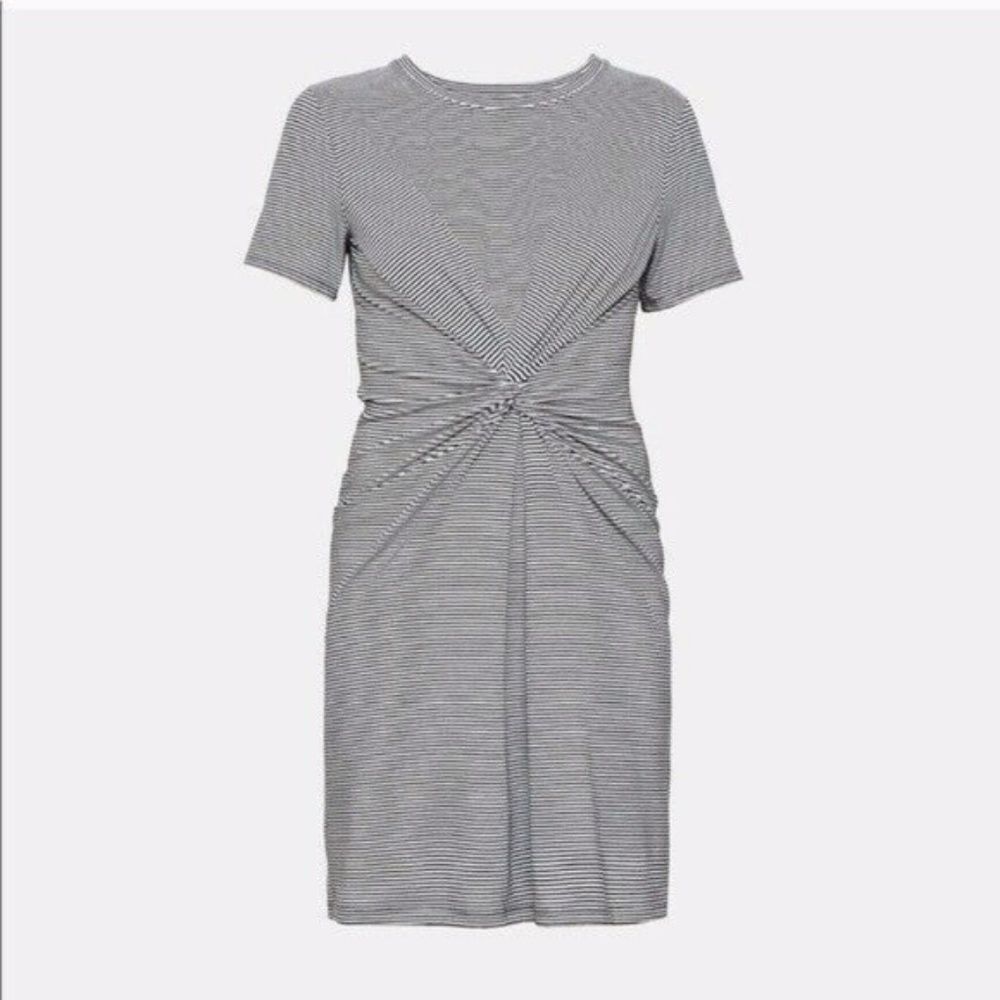 Theory Knotted Striped Pima Cotton Dress - Picture 3 of 6